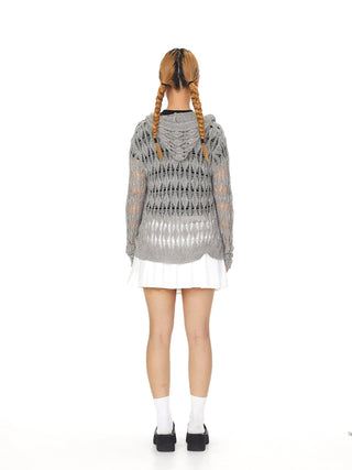 knit hooded cardigan