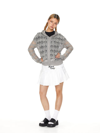 knit hooded cardigan