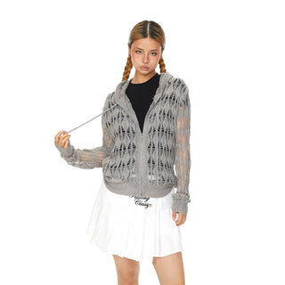 knit hooded cardigan