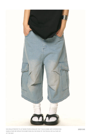 cropped blue jeans