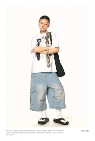 cropped blue jeans