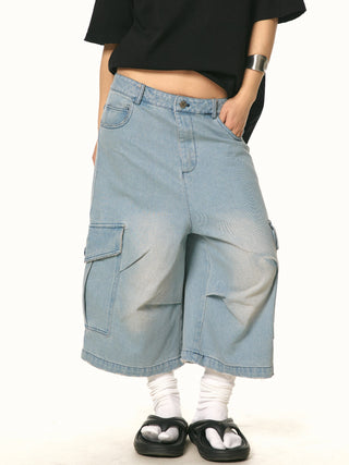 cropped blue jeans