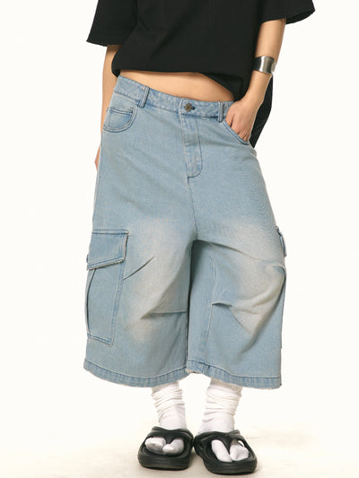 cropped blue jeans