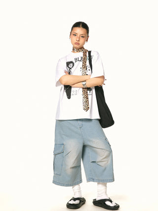 cropped blue jeans