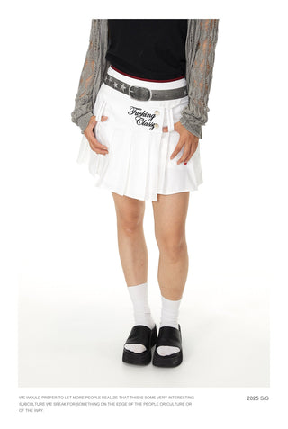 contrast pleated skirt