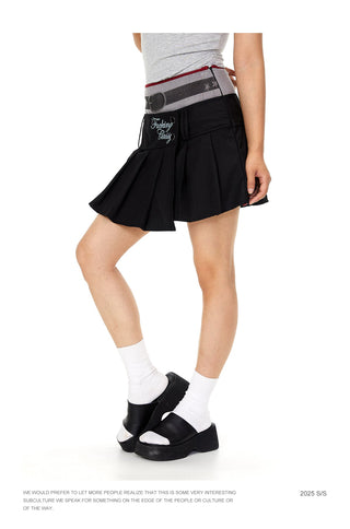 contrast pleated skirt