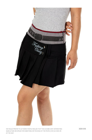 contrast pleated skirt