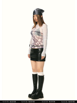 trap leather skirt