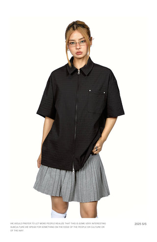 texture zip shirt