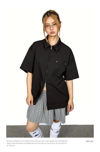 texture zip shirt