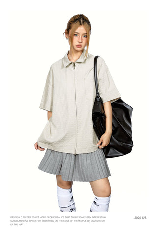 texture zip shirt