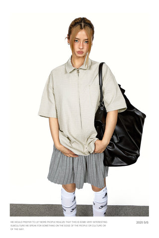texture zip shirt