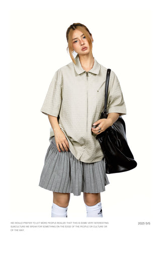 texture zip shirt