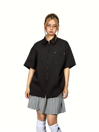 texture zip shirt