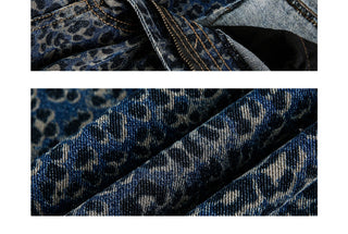 leopard denim pants