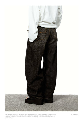 leopard denim pants