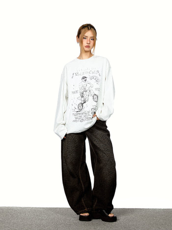 leopard denim pants