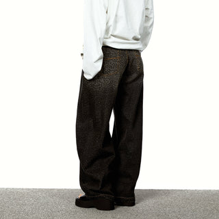 leopard denim pants