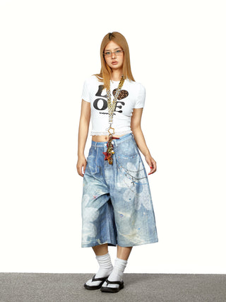 chain print shorts