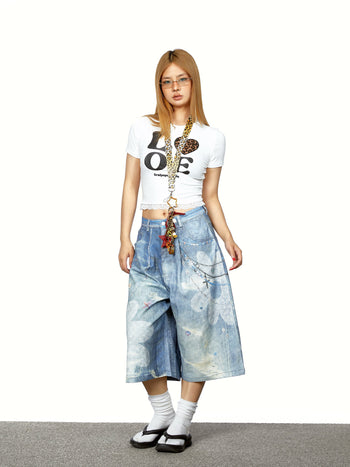 chain print shorts