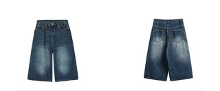 gradient denim shorts