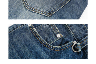 gradient denim shorts