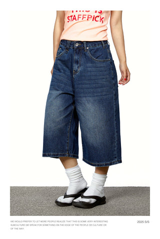 gradient denim shorts