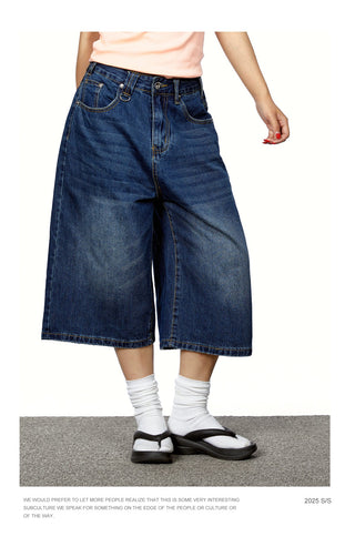 gradient denim shorts