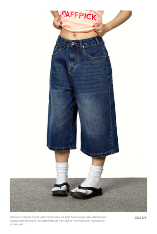 gradient denim shorts