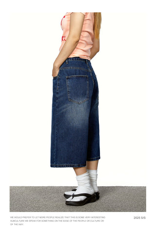 gradient denim shorts