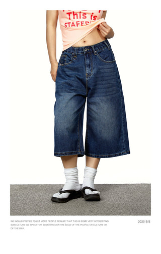 gradient denim shorts