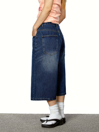 gradient denim shorts