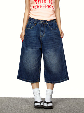 gradient denim shorts