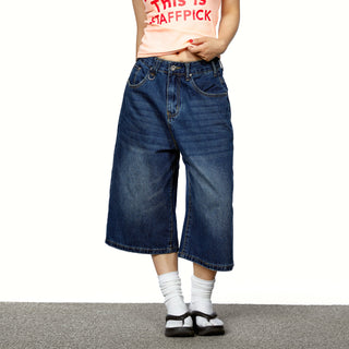 gradient denim shorts