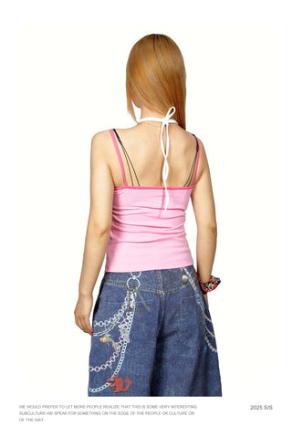 halter lace vest Top