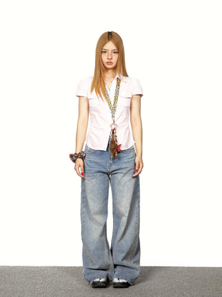 pleated short shirt