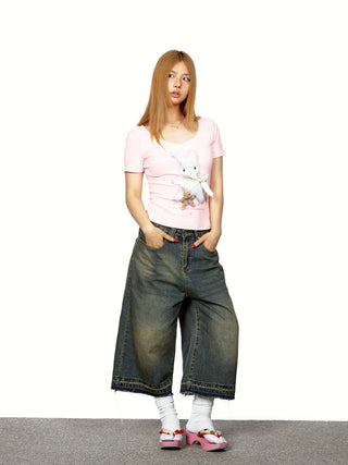 gradient denim shorts 01
