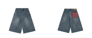 patch denim shorts