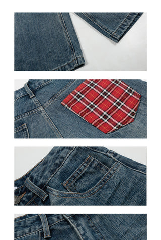 patch denim shorts