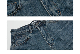 patch denim shorts