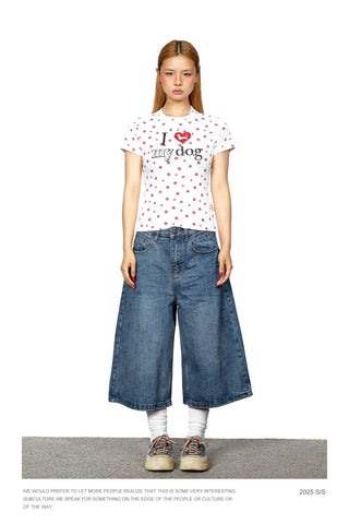 patch denim shorts