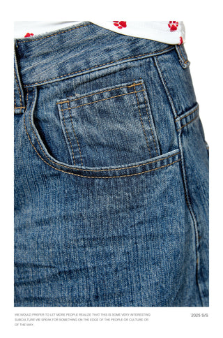 patch denim shorts
