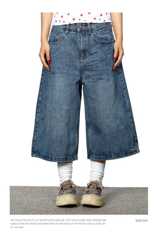 patch denim shorts