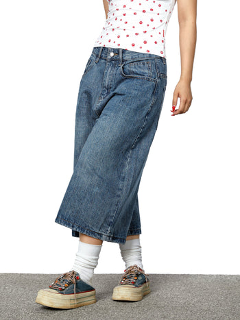 patch denim shorts