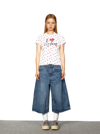 patch denim shorts