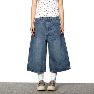 patch denim shorts