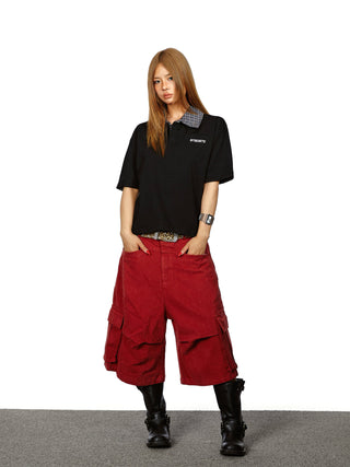 pleated work shorts
