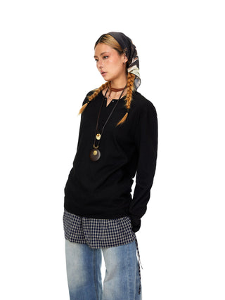 rivet plaid long sleeve top