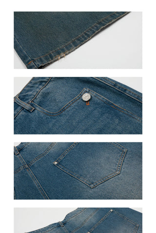 washed denim shorts