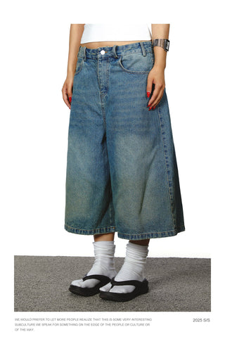 washed denim shorts
